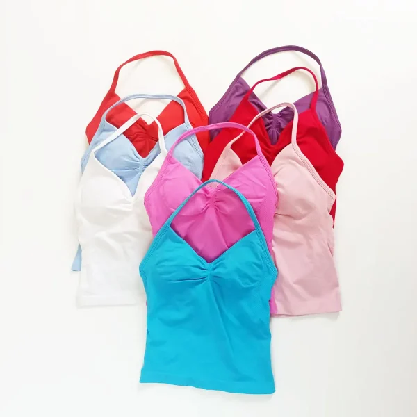 Impact Longline Strappy Top Sports Yoga Vest Women's Fitness Tank Top Gym Beautiful Open Back Bra Running Workout Halter - Image 2